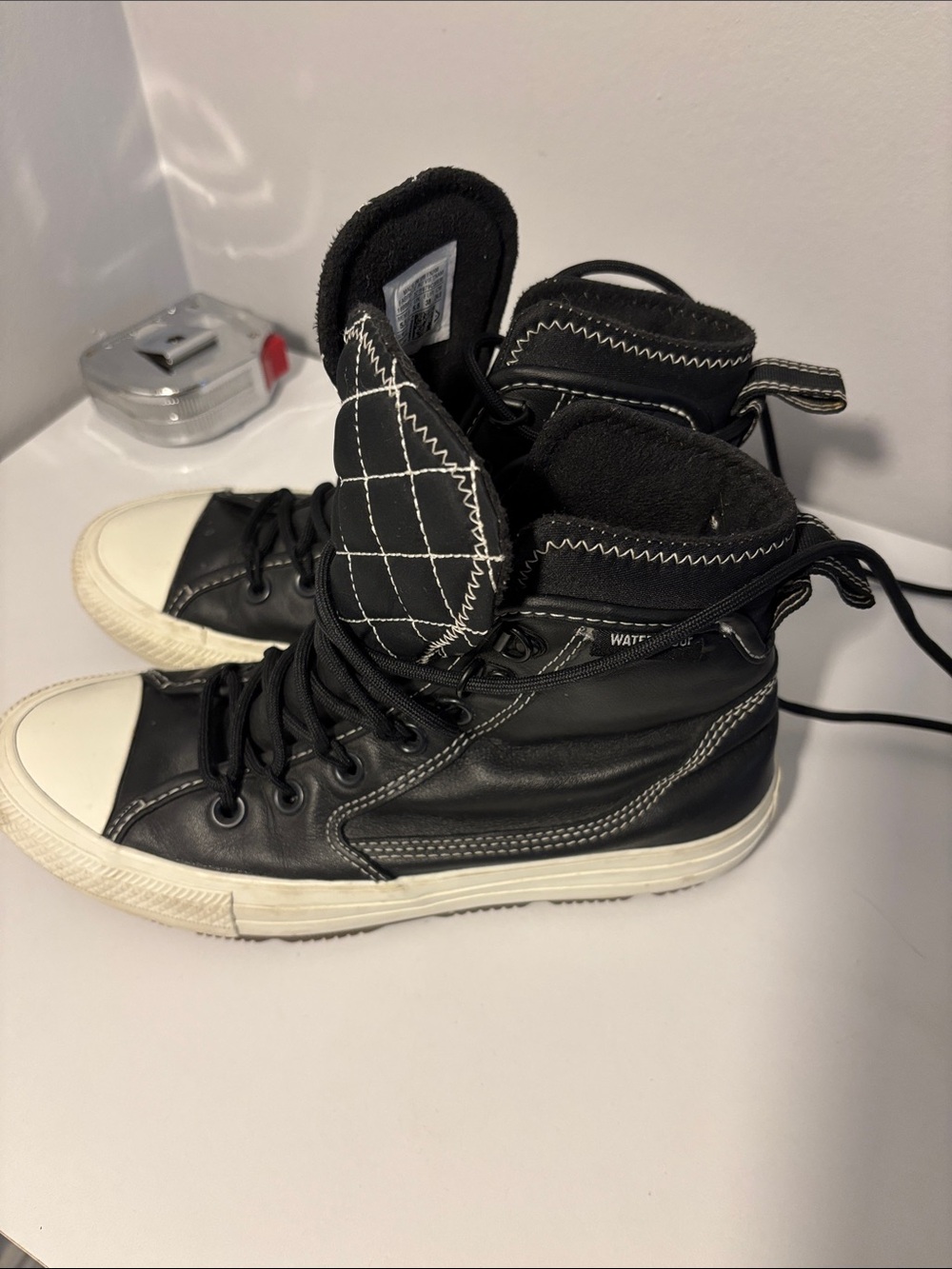 Converse All Star Black and White High-Top Leather waterproof Sneakers Converse